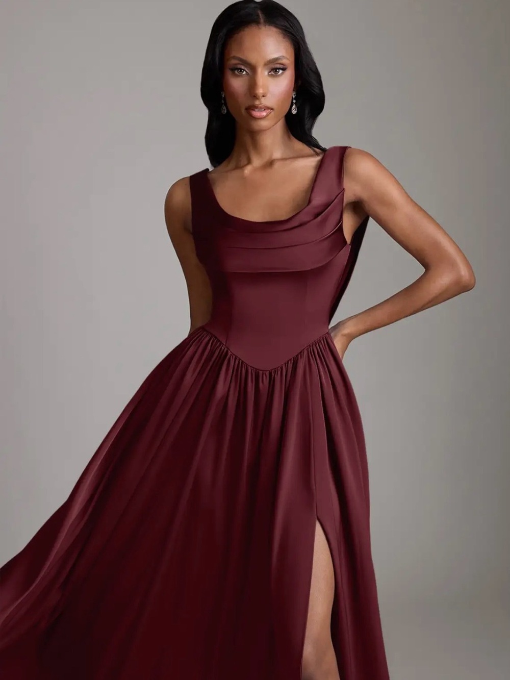 Azazie Carbernet Stretch Satin Bridesmaid Dress